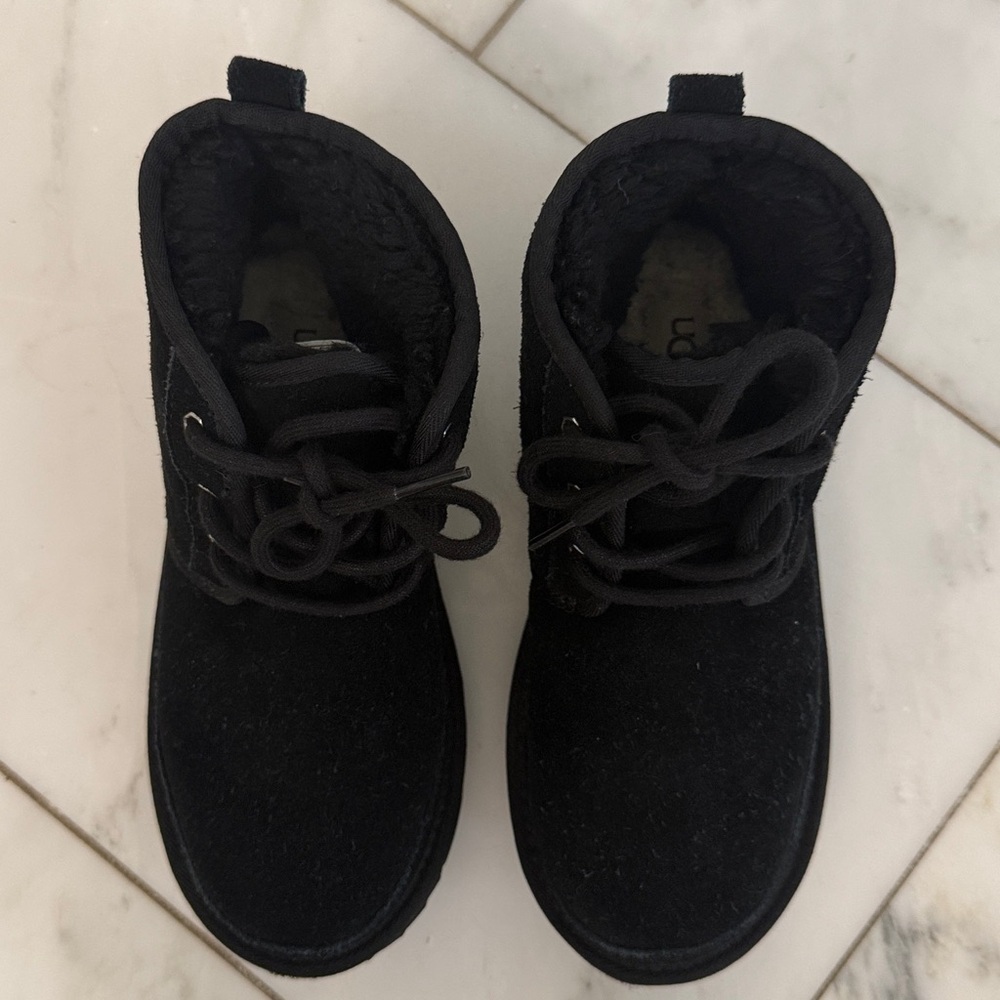 UGG Neumel Black Suede Leather Shearling Fleece Lined Ankle Boot Lace Up Euro 37 - Picture 5 of 11